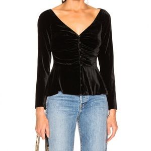 Veronica Beard Velvet Gage Top in Black
